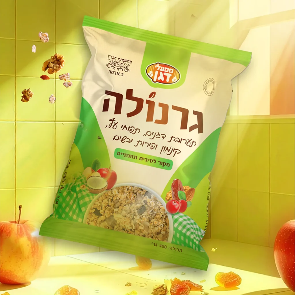עיצוב אריזות גמישות למזון תערובת גרנולה סטודיו פורטה