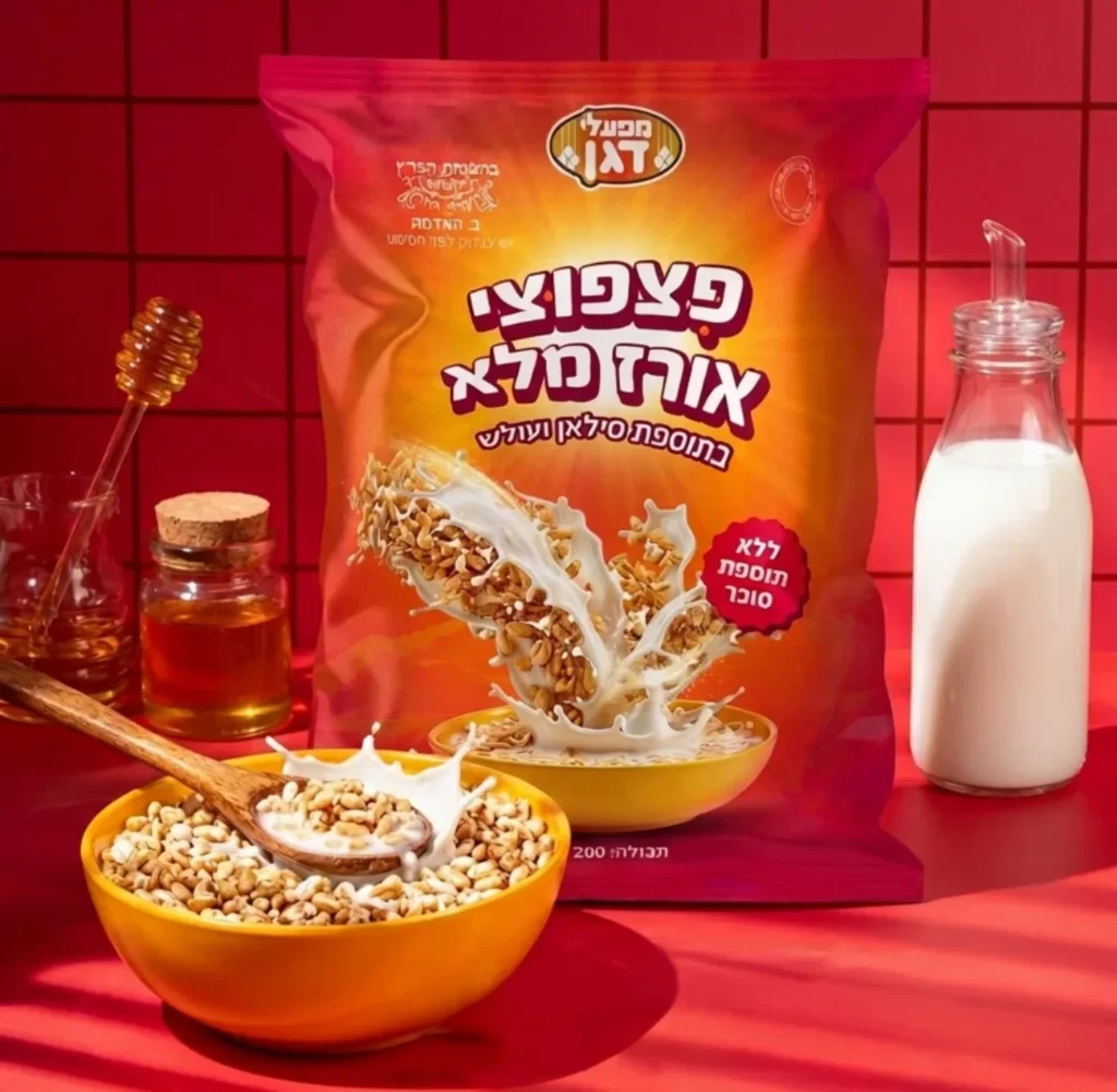 עיצוב אריזות גמישות מפעלי דגן פצפוצי אורז עם דבש וסילאן